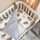 Set lenjerie de schimb pentru patut bebe 3 piese Teddy gri (3)